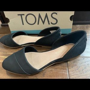 Tom’s Women's Jutti d'Orsay Flats Black Leather/Lizard Embossed sz 7